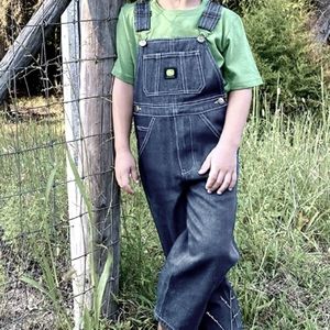 Vtg John Deere Bib overalls light wash cotton Gorpcore Farmcore Hippie 2T